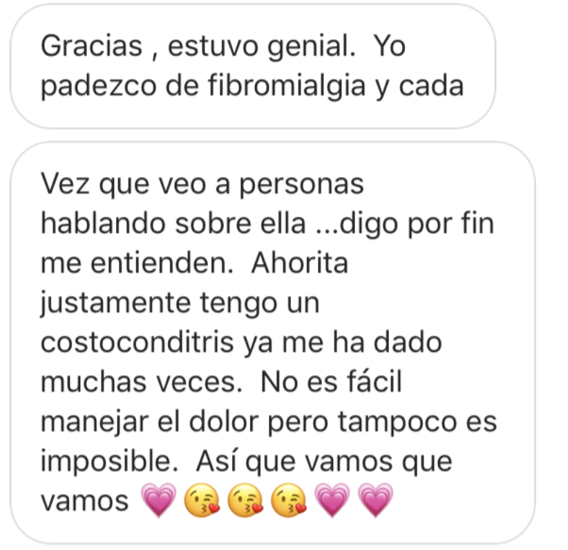Mensaje sobre sentirse comprendida al hablar de fibromialgia