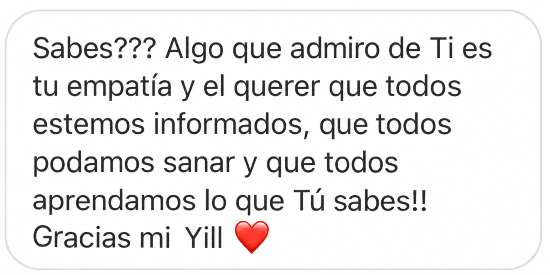 Mensaje de agradecimiento por la empatía y la información compartida